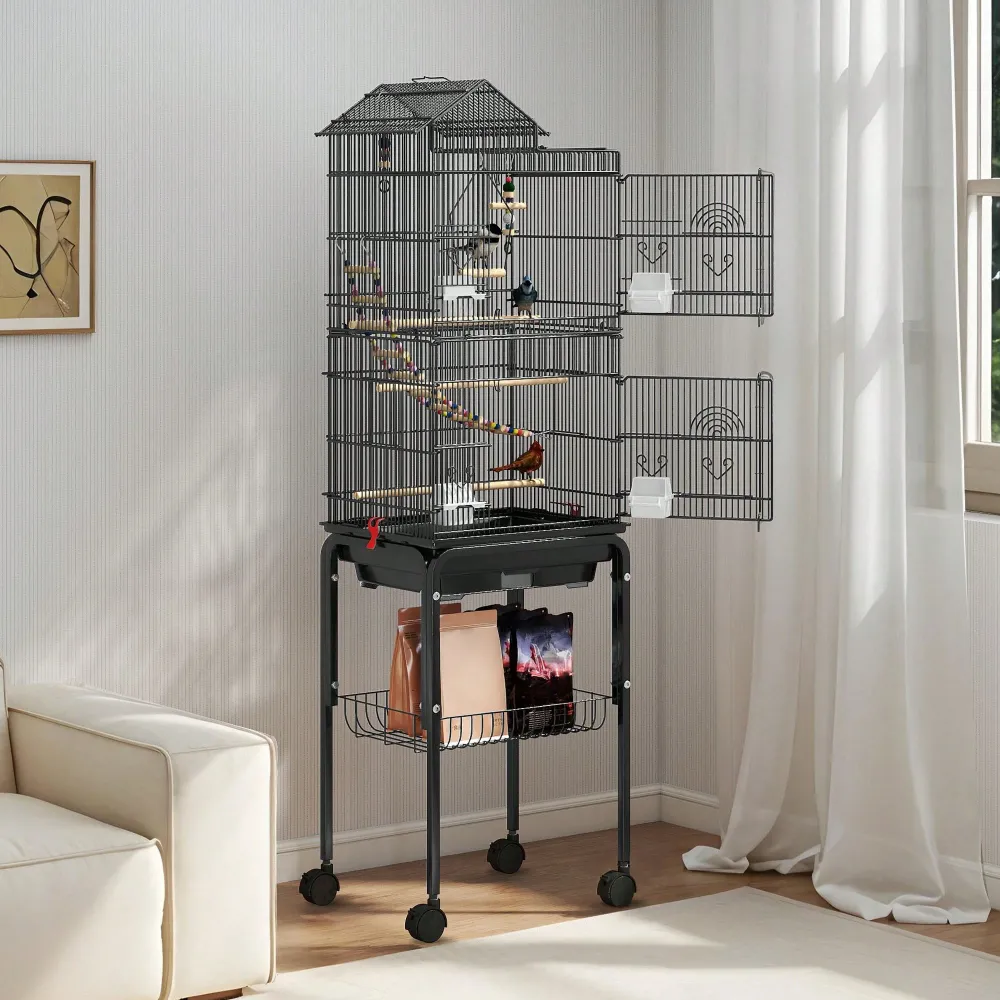 Bird Cage Parrot - 62Inch Large Metal Flight Bird Cage
