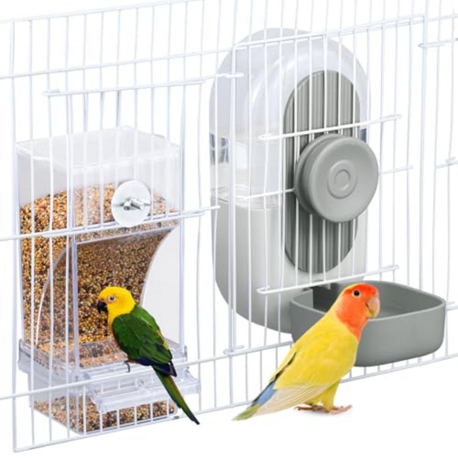 Bird Cage Parrot - No Mess Bird Feeder and Water
