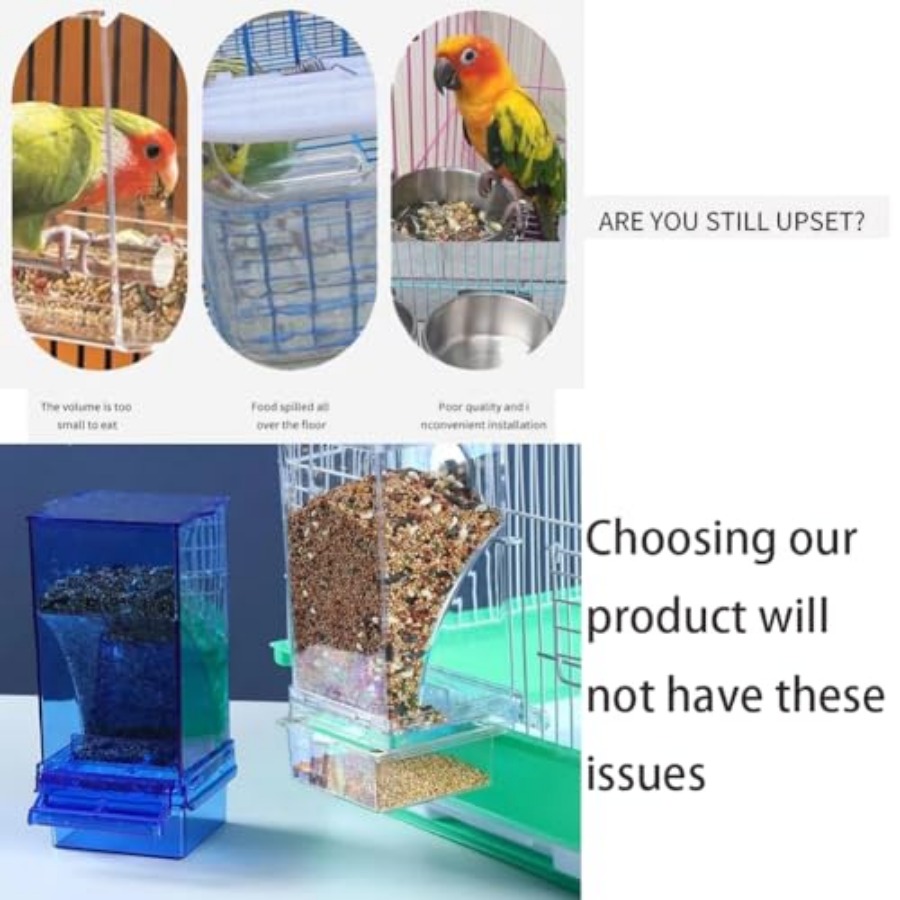 No Mess Bird Feeder, Automatic - Bird Cage Parrot recension och pris